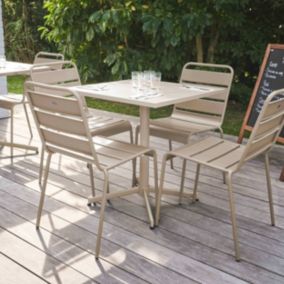 Ensemble table de jardin carrée et 4 chaises taupe Palavas  Oviala