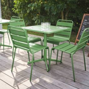 Ensemble table de jardin carrée et 4 chaises vert cactus Palavas  Oviala