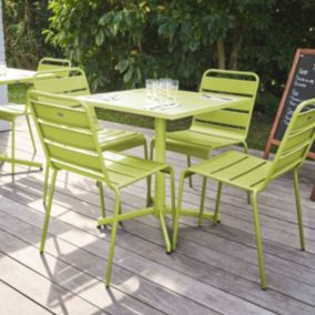 Ensemble table de jardin carrée et 4 chaises vert Palavas  Oviala