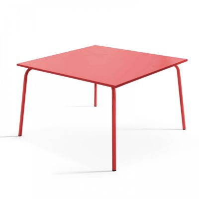 Ensemble table de jardin carrée et 8 fauteuils en métal rouge Palavas  Oviala