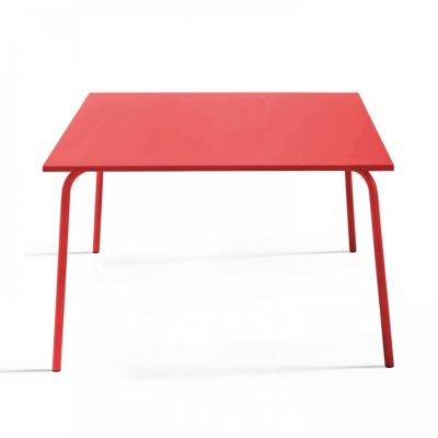 Ensemble table de jardin carrée et 8 fauteuils en métal rouge Palavas  Oviala