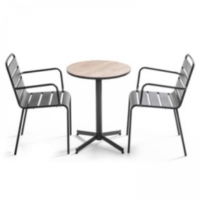 Ensemble table de jardin en acier et céramique avec 2 fauteuils Tivoli  Oviala