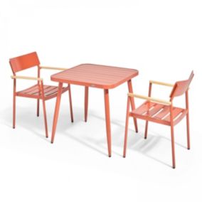 Ensemble table de jardin et 2 fauteuils en aluminium/bois terracotta  Oviala