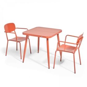 Ensemble table de jardin et 2 fauteuils en aluminium terracotta  Oviala