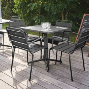 Ensemble table de jardin et 4 fauteuils en métal anthracite Palavas  Oviala