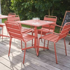 Ensemble table de jardin et 4 fauteuils en métal argile Palavas  Oviala