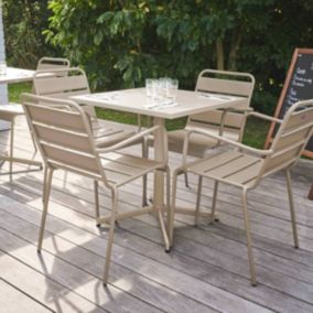 Ensemble table de jardin et 4 fauteuils en métal taupe  Palavas  Oviala