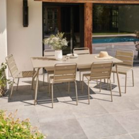 Ensemble table de jardin et 6 chaises en métal taupe Palavas  Oviala