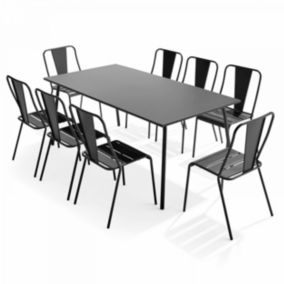 Ensemble table de jardin et 8 chaises bistrot en acier gris Palavas  Oviala