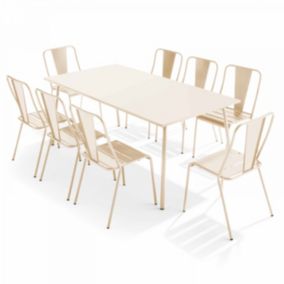 Ensemble table de jardin et 8 chaises bistrot en acier ivoire Palavas  Oviala