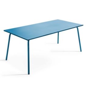 Ensemble table de jardin et 8 chaises en métal bleu pacific  Palavas  Oviala