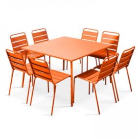 Ensemble table de jardin et 8 chaises en métal orange Palavas  Oviala