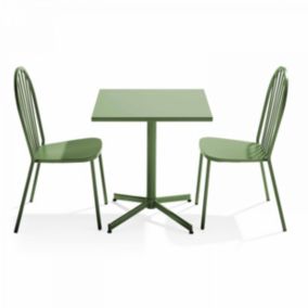 Ensemble table de jardin inclinable et 2 chaises bistrot vert cactus Palavas  Oviala