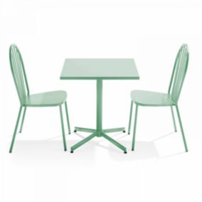 Ensemble table de jardin inclinable et 2 chaises bistrot vert sauge Palavas  Oviala