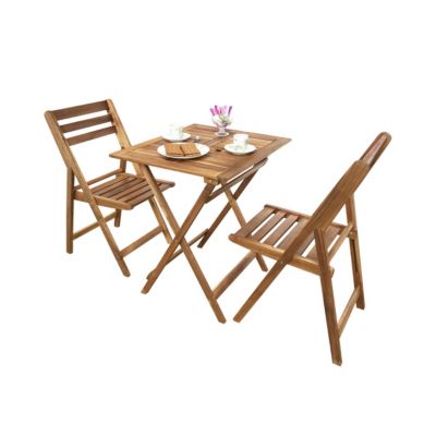 Ensemble table de jardin pliable + 2 chaises en acacia Fidgi