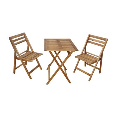 Ensemble table de jardin pliable + 2 chaises en acacia Fidgi