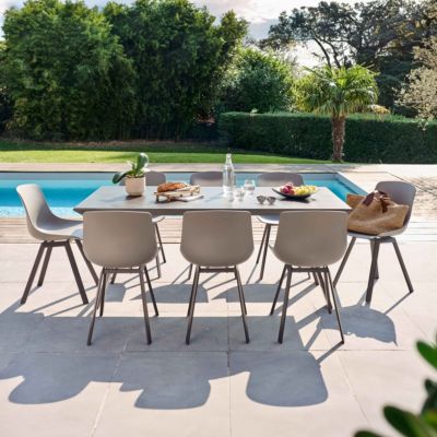 Ensemble table de jardin rectangulaire grise et 8 chaises grises  Oviala