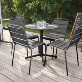 Ensemble table de jardin ronde et 4 chaises anthracite Palavas  Oviala