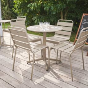 Ensemble table de jardin ronde et 4 chaises taupe Palavas  Oviala