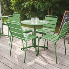 Ensemble table de jardin ronde et 4 chaises vert cactus Palavas  Oviala