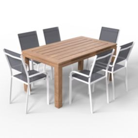 Ensemble Table de jardin Stella 160cm +  6 Chaises Palawan Blanc