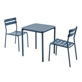 Ensemble table de terrasse 70cm et 2 chaises bleu foncé  Oviala