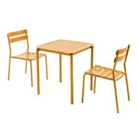 Ensemble table de terrasse 70cm et 2 chaises jaune moutarde  Oviala