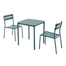 Ensemble table de terrasse 70cm et 2 chaises vert foncé  Oviala