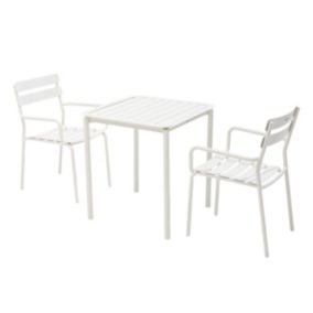 Ensemble table de terrasse 70cm et 2 fauteuils blanc  Oviala