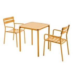 Ensemble table de terrasse 70cm et 2 fauteuils jaune moutarde  Oviala