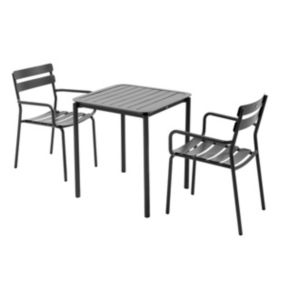 Ensemble table de terrasse 70cm et 2 fauteuils noir  Oviala