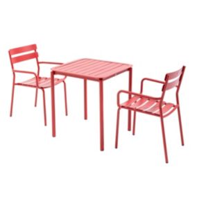 Ensemble table de terrasse 70cm et 2 fauteuils rouge foncé  Oviala