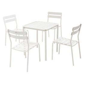 Ensemble table de terrasse 70cm et 4 chaises blanc  Oviala