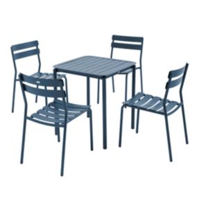 Ensemble table de terrasse 70cm et 4 chaises bleu foncé  Oviala