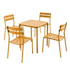 Ensemble table de terrasse 70cm et 4 chaises jaune moutarde  Oviala