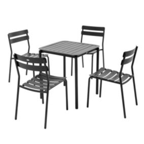 Ensemble table de terrasse 70cm et 4 chaises noir  Oviala