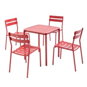 Ensemble table de terrasse 70cm et 4 chaises rouge foncé  Oviala