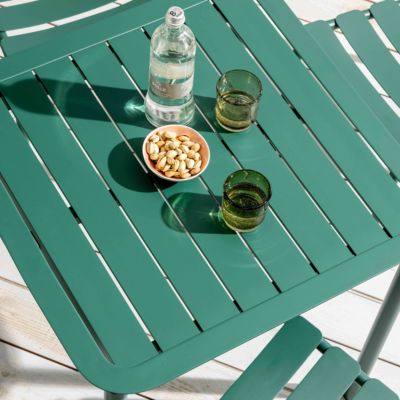Ensemble table de terrasse 70cm et 4 fauteuils vert foncé  Oviala