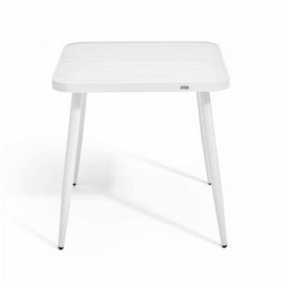 Ensemble table de terrasse et 2 fauteuils en aluminium/bois blanc  Oviala