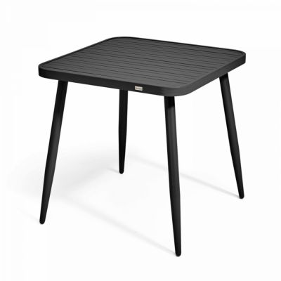 Ensemble table de terrasse et 2 fauteuils en aluminium/bois noir  Oviala