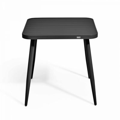 Ensemble table de terrasse et 2 fauteuils en aluminium/bois noir  Oviala