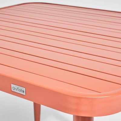 Ensemble table de terrasse et 2 fauteuils en aluminium/bois terracotta  Oviala