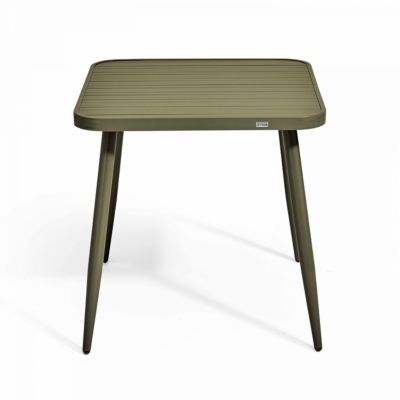 Ensemble table de terrasse et 2 fauteuils en aluminium/bois vert kaki  Oviala