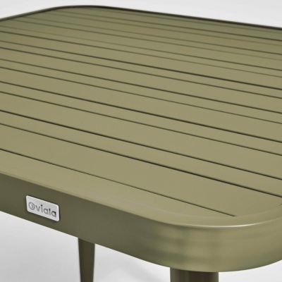 Ensemble table de terrasse et 2 fauteuils en aluminium/bois vert kaki  Oviala