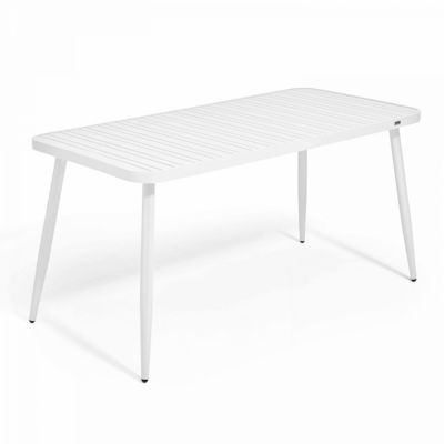 Ensemble table de terrasse et 4 fauteuils en aluminium blanc  Oviala