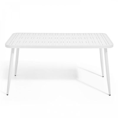 Ensemble table de terrasse et 4 fauteuils en aluminium blanc  Oviala