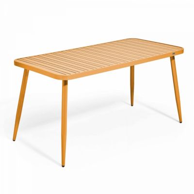 Ensemble table de terrasse et 4 fauteuils en aluminium jaune moutarde  Oviala