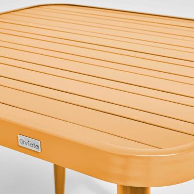 Ensemble table de terrasse et 4 fauteuils en aluminium jaune moutarde  Oviala