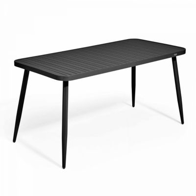 Ensemble table de terrasse et 4 fauteuils en aluminium noir  Oviala