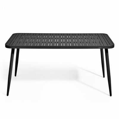 Ensemble table de terrasse et 4 fauteuils en aluminium noir  Oviala